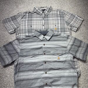Carhartt‎ Men’s Gray Rugged Flex Relaxed Fit Short Sleeve Shirts (2) Size Large
